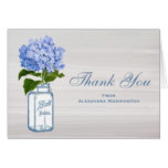Mason Jar Blue Hydrangea Gray Thank You Card