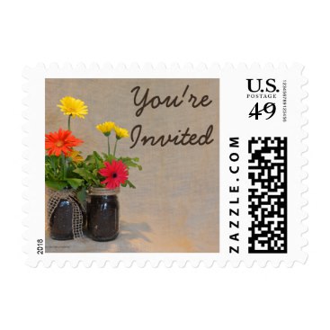 Mason Jar Daisy Country Rustic Nature Invited Postage