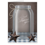 Mason Jar Rustic Stars Blue Thank You cards