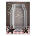 Mason Jar Rustic Stars Red Thank You cards