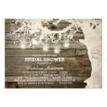 Mason Jar String Light Bridal Shower Barn Wood Card