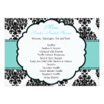 Menu for Blue Bridal Shower Damask Card