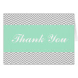 Mint and Gray Chevron Thank You Card