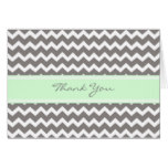Mint Gray Chevrons Baby Shower Thank You Card