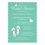 Mint green beach theme bridal shower invitations