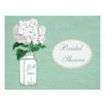 Mint Green Burlap, Jar & Hydrangea Bridal Shower Card