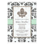 Mint Green Fleur de Lis Bridal Shower Invitations