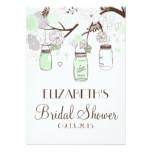 Mint Green Mason Jars Bridal Shower Invitations