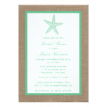 Mint Green Starfish Beach Burlap Bridal Shower Card