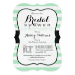 Mint Green & White Stripes; Elegant Bridal Shower Card