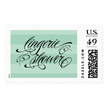 Mint Stripes Chic Lingerie Shower Postage Stamp
