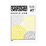 MOD Yellow and Gray Dahlia Bridal or Baby Shower Postage Stamp