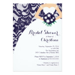 Modern Blue Lace Bride Bridal Shower Invitation