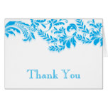 Modern Blue Leaf Flourish Thank You Note Card