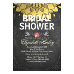 Modern Chalkboard Gold Floral Bridal Shower Card