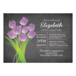 Modern Chalkboard Purple Tulip Bridal Shower Card