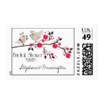 Modern chic floral birds bridal shower stamps