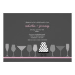 Modern Cocktail Party Bridal Shower Charcoal Pink Card