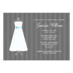 Modern Gray and Teal Gown Stripes Bridal Shower Card