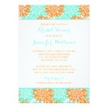 Modern Orange Aqua Flower Bridal Shower Card