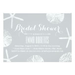 Modern Silver Beach Theme Seashells Bridal Shower Card