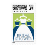 Monaco Blue And Green Bridal Shower Stamps