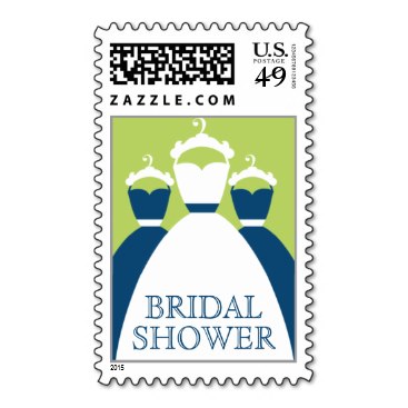 Monaco Blue And Green Bridal Shower Stamps