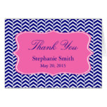 Monogram Navy Blue with Hot Pink Chevron Bridal Card