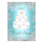 Monogram Wedding Cake Blue Bridal Shower Card