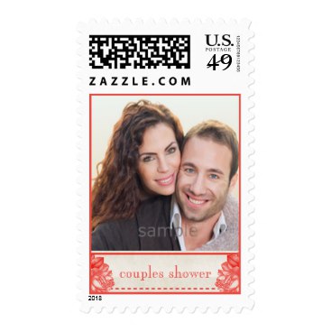 Natural Botanical Rose Couples Shower Custom Photo Postage Stamps