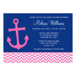 Nautical Anchor Chevron Blue Pink Bridal Shower Card