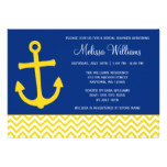 Nautical Anchor Chevron Blue Yellow Bridal Shower Card
