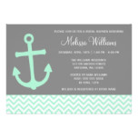 Nautical Anchor Chevron Mint Gray Bridal Shower Card