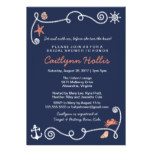 Nautical Beach Navy & Coral Bridal or Baby Shower Card