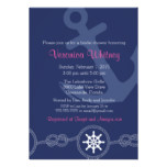 Nautical Bridal Shower Invitation, Pink and Navy Card