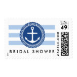 Nautical bridal shower postage, anchor and stripes postage stamp