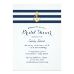 Nautical Gold Anchor Navy Stripes Bridal Shower Card