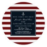Navy and Red Nautical Bridal Shower Invitation