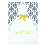 Navy and Yellow Damask Bridal Shower Wedding Dress Card