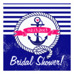 Navy Blue Anchor Nautical Bridal Shower Invitation