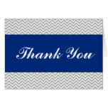 Navy Blue and Gray Chevron Thank You Card