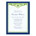 Navy Blue and Green Flourish Bridal Shower Card