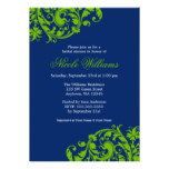 Navy Blue and Green Swirl Flourish Bridal Shower Card