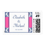 Navy Blue and Pink Wedding Stamp