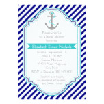 Navy blue, aqua nautical wedding bridal shower card