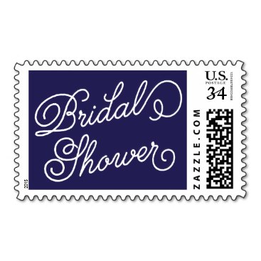 Navy Blue Elegant Script Bridal Shower Stamps