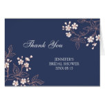 Navy Blue Floral Bridal Shower Thank You Card