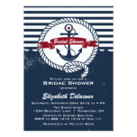 Navy Red Rustic Nautical Bridal Shower Invitation