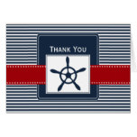 navy stripes, rudder, nautical wedding Thank you Card