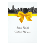 NYC Wide Skyline Etched BW Yellow Bridal Shower Card